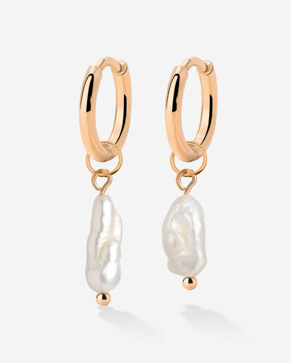 Lisas Power Pearl Hoop Set Rose Gold