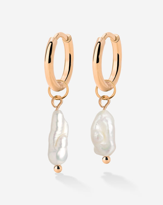 Lisas Power Pearl Hoop Set Rose Gold