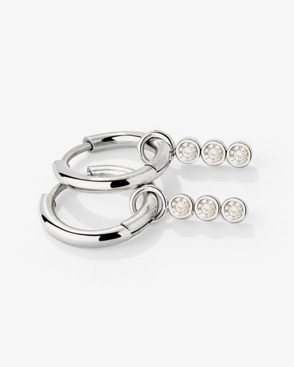 Bezel Bling Hoop Set Small Silver