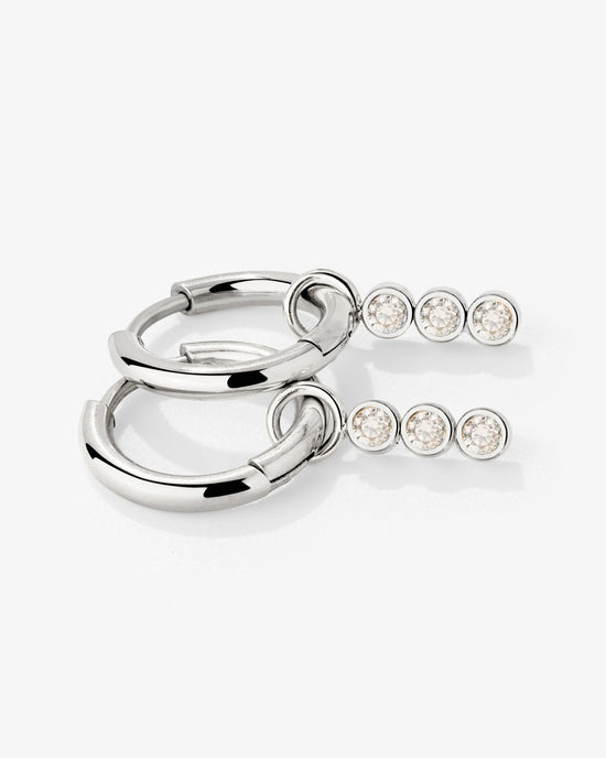 Bezel Bling Hoop Set Small Silver