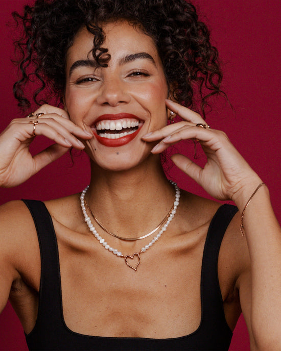 Slim Herringbone Necklace Rose Gold