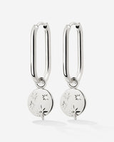 Shiny Stars Oval Hoop Set Small Silver
