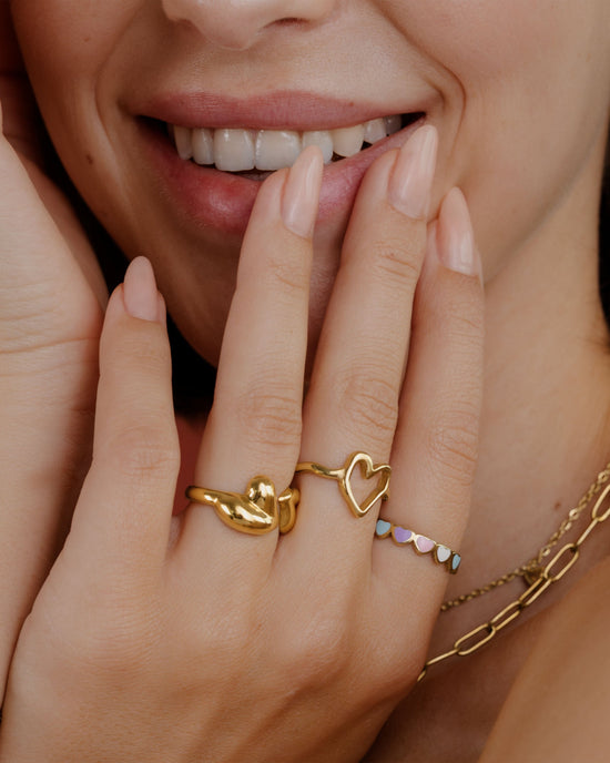 Pastel Hearts Ring Gold