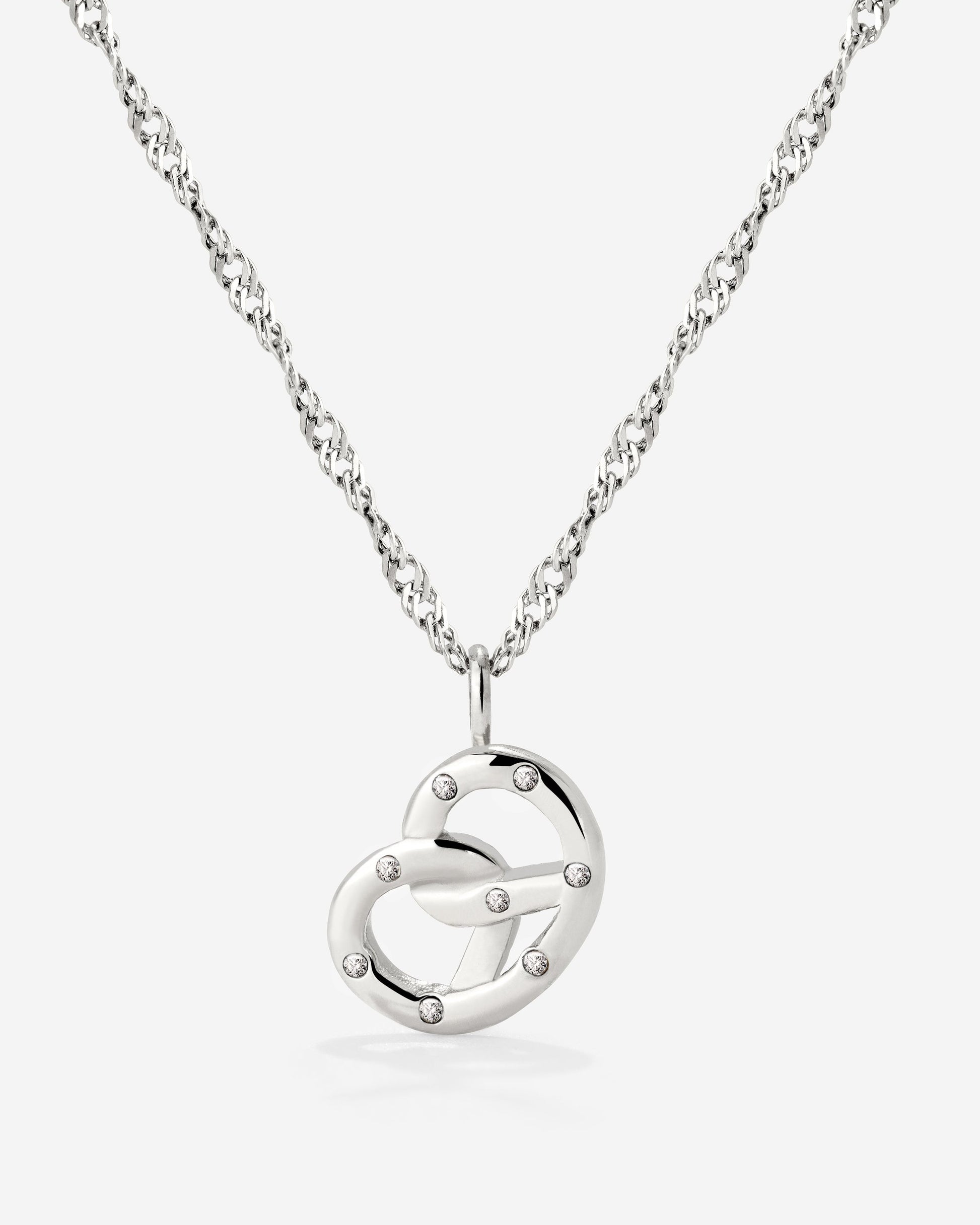 Bedazzle my Pretzel Necklace Silver