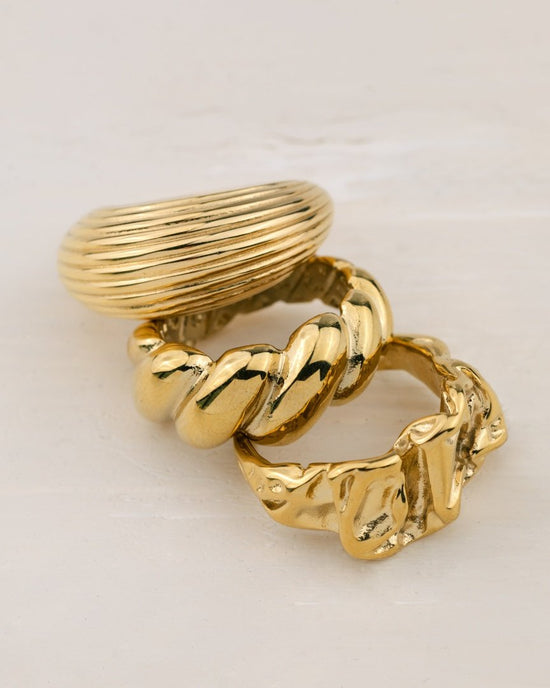 Chunky Stripes Ring Gold