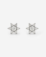 Sparkling White Petal Studs Silver