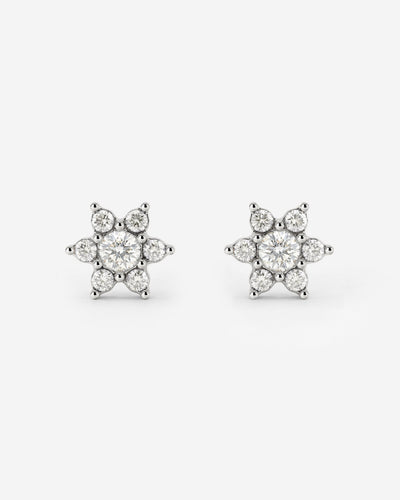 Sparkling White Petal Studs Silver