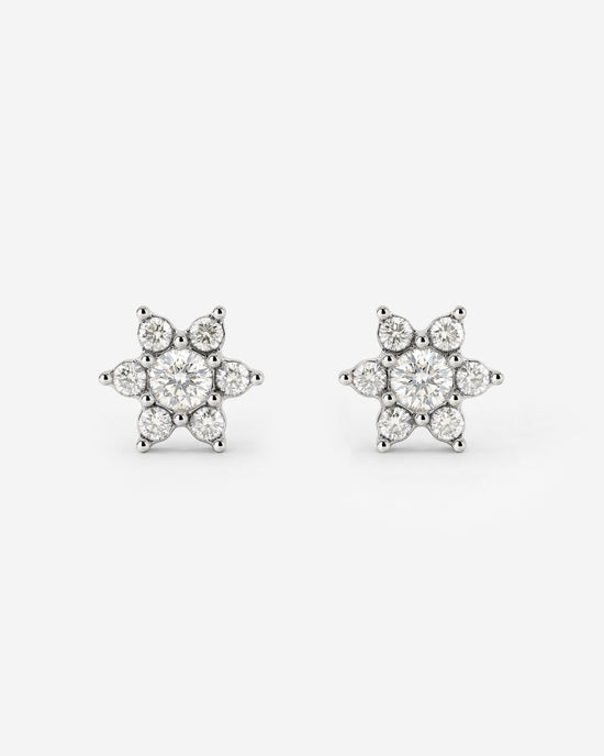 Sparkling White Petal Studs Silver