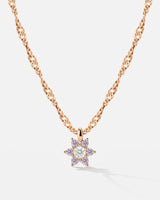 Sparkling Purple Petal Necklace Rose Gold