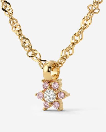 Sparkling Pink Petal Necklace gold