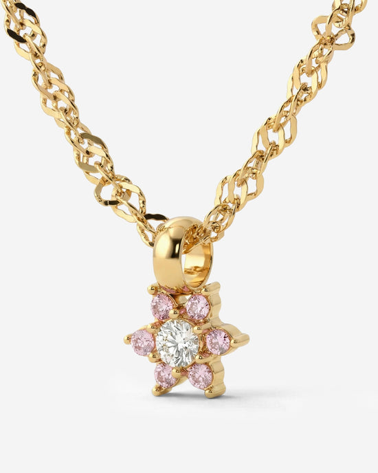 Sparkling Pink Petal Necklace Gold