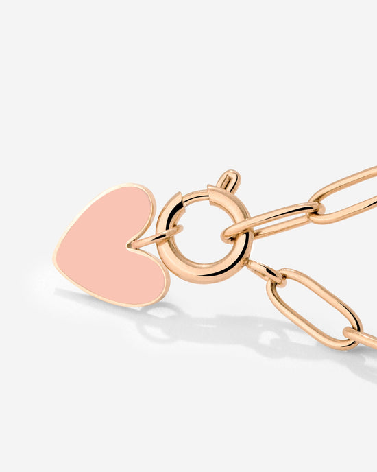 Pink Heart Oval Links Necklace Set Rose Gold