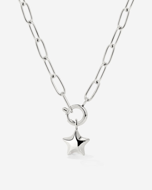 Nova Oval Links Necklace Set Silver