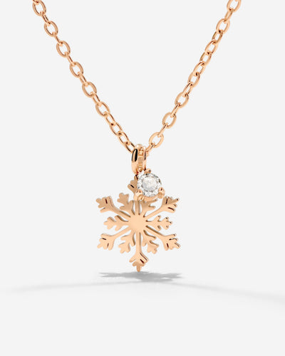 Sparkling Snowflake Necklace Rose Gold