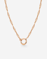 Singapore Chain Charm Necklace Rose Gold