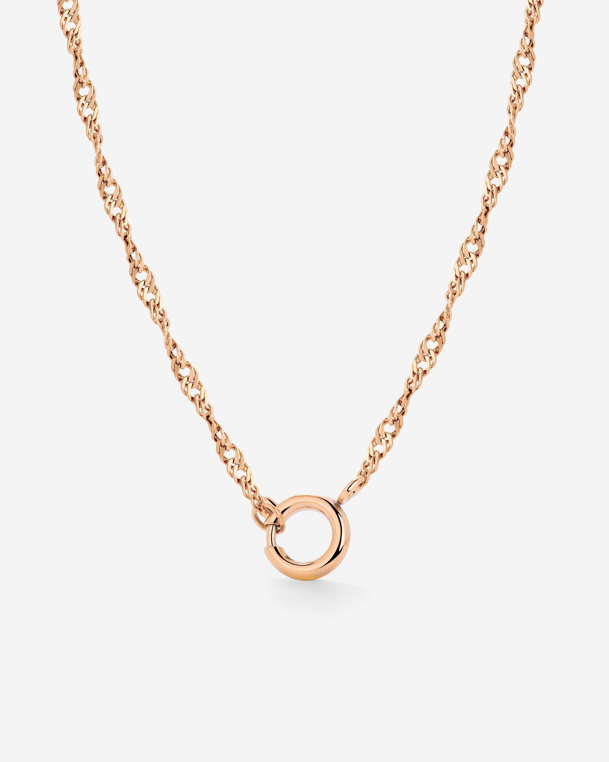 Singapore Chain Charm Necklace Rose Gold