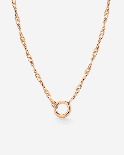 Singapore Chain Charm Necklace Rose Gold