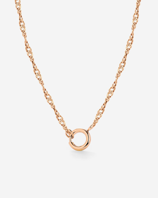 Singapore Chain Charm Necklace Rose Gold