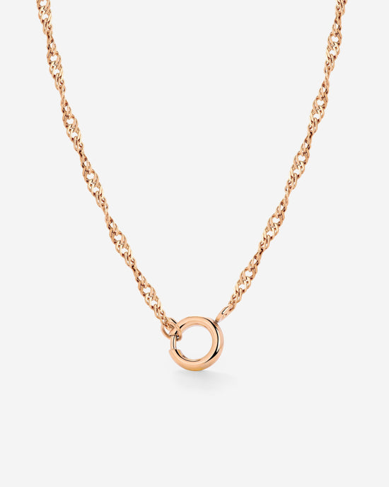 Singapore Chain Charm Necklace Rose Gold