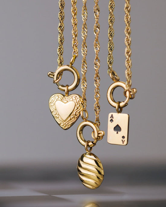 Aced Rope Chain Necklace Set Silver