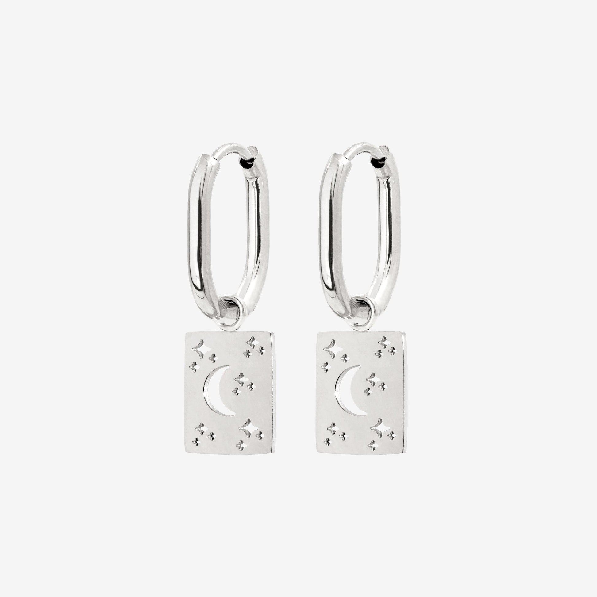 Midnight Lover Oval Hoops Baby Silver