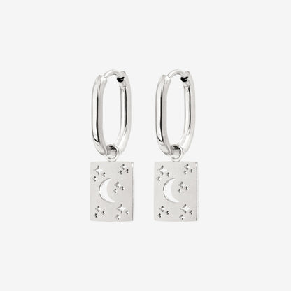 Midnight Lover Oval Hoops Baby Silver