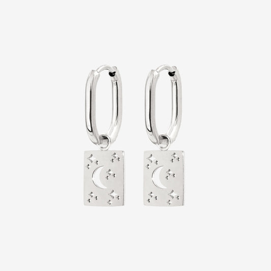 Midnight Lover Oval Hoops Baby Silver