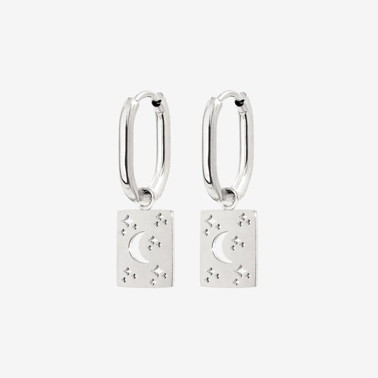 Midnight Lover Oval Hoops Baby Silver