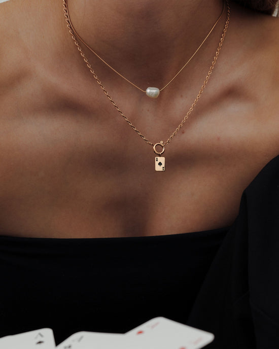 Aced Rope Chain Necklace Set Rose Gold