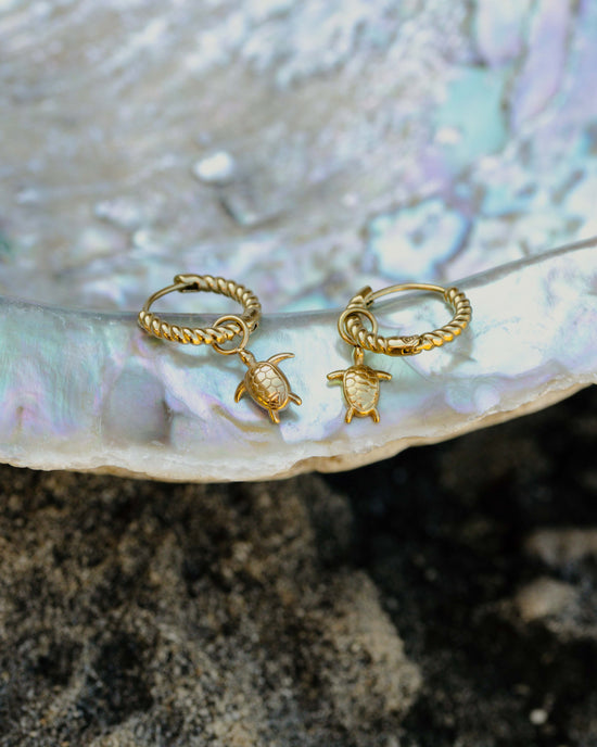Sea Turtle Twisted Hoop Set Small Silver