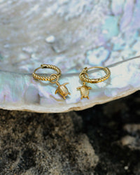 Sea Turtle Twisted Hoop Set Small Gold