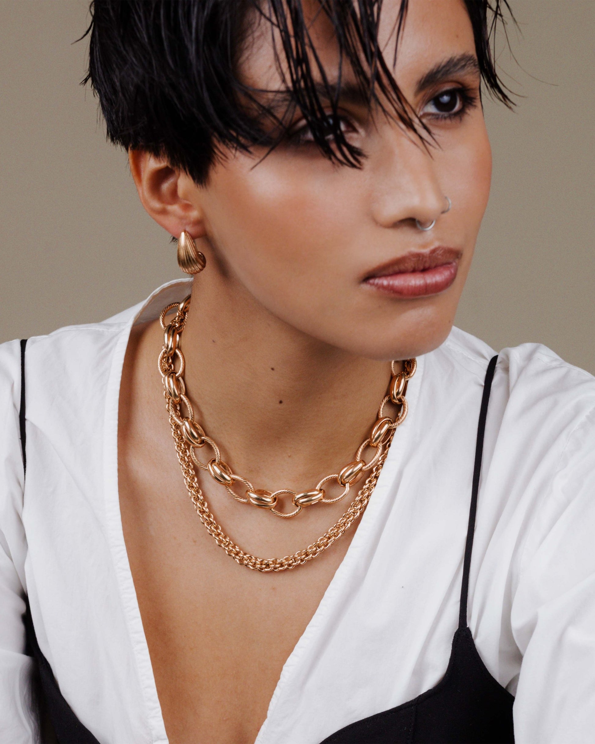 Chunky Twisted Links Necklace Rose Gold