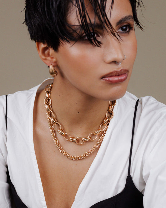 Chunky Twisted Links Necklace Rose Gold