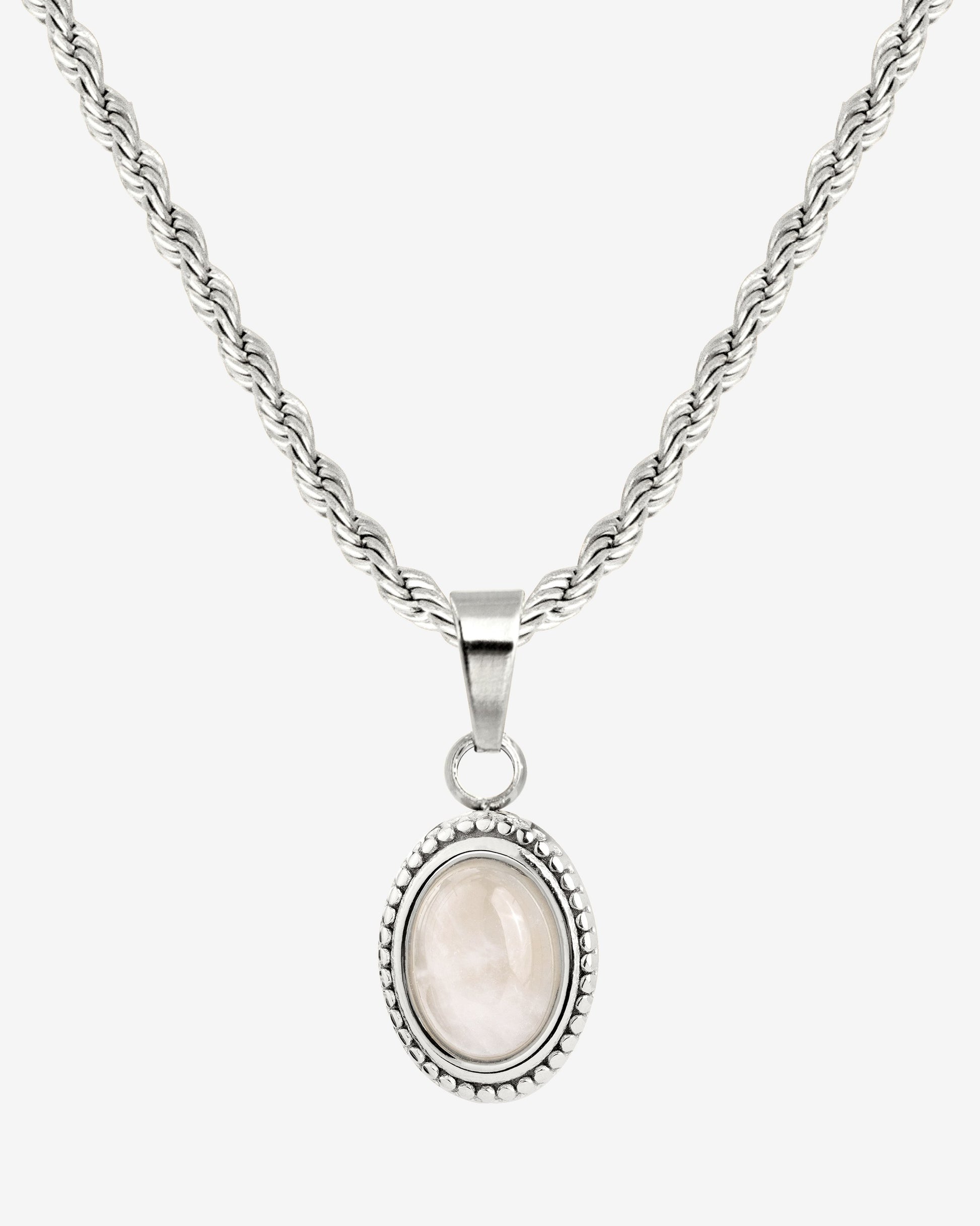 Blush Quartz Necklace Silver