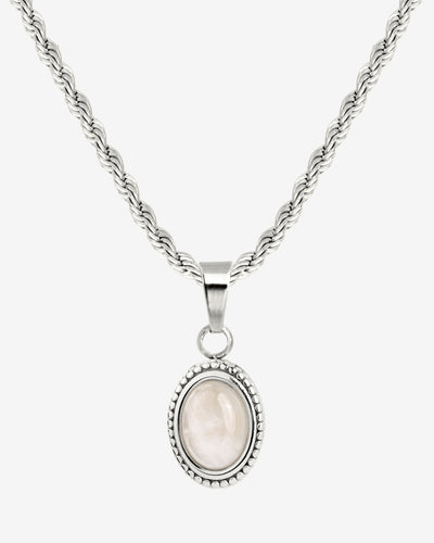 Blush Quartz Necklace Silver