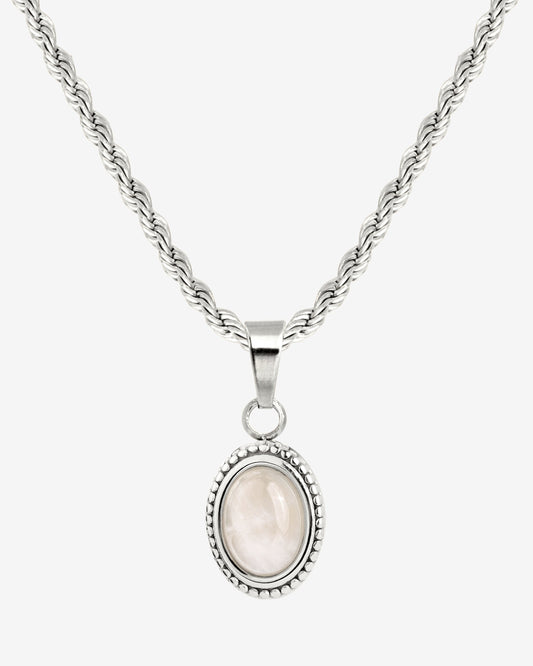 Blush Quartz Necklace Silver