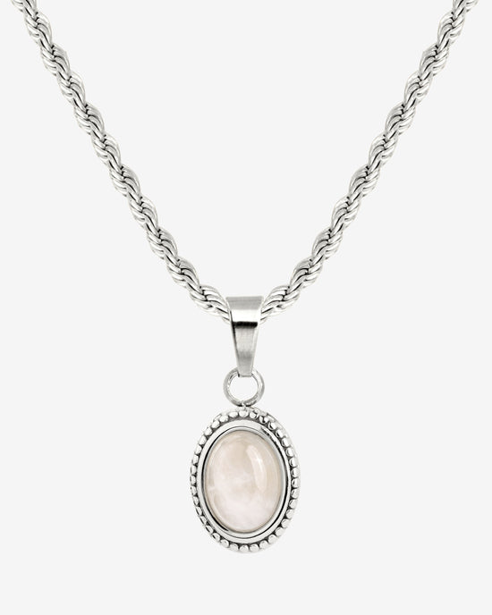 Blush Quartz Necklace Silver