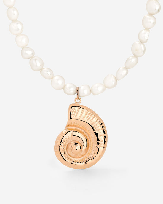 Ammonite Pearl Necklace Rose Gold