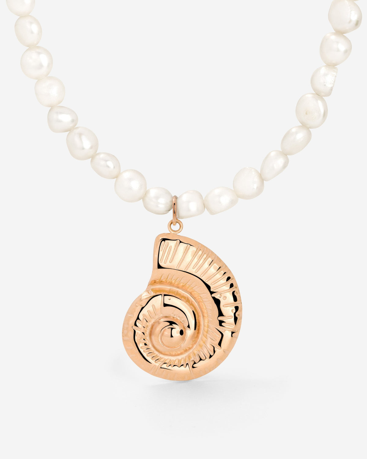Ammonite Pearl Necklace Rose Gold