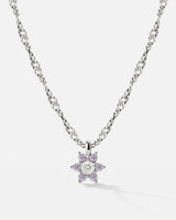 Sparkling Purple Petal Necklace Silver