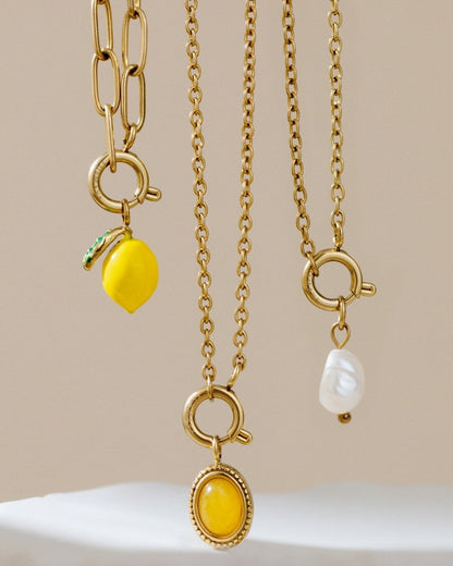 Lemony Oval Links Necklace Set Rose Gold