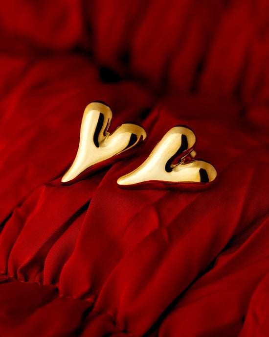 Flowy Heart Studs Large Rose Gold
