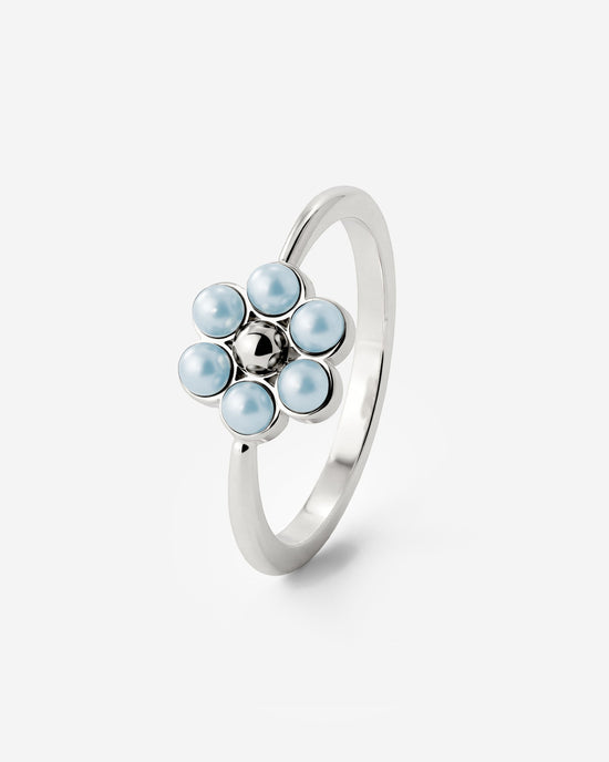 Forever Blue Daisy Ring Silver