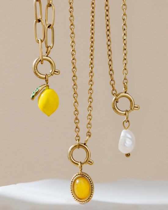 Lemony Oval Links Necklace Set Gold
