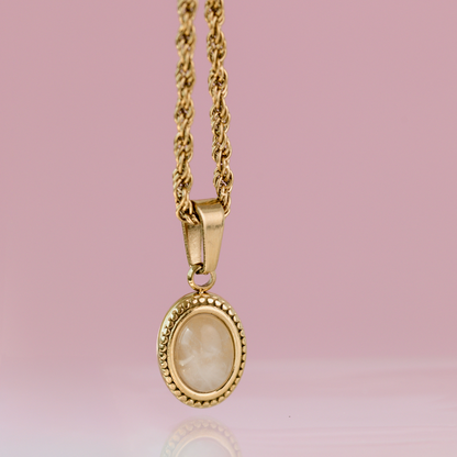 Blush Quartz Necklace Rose Gold