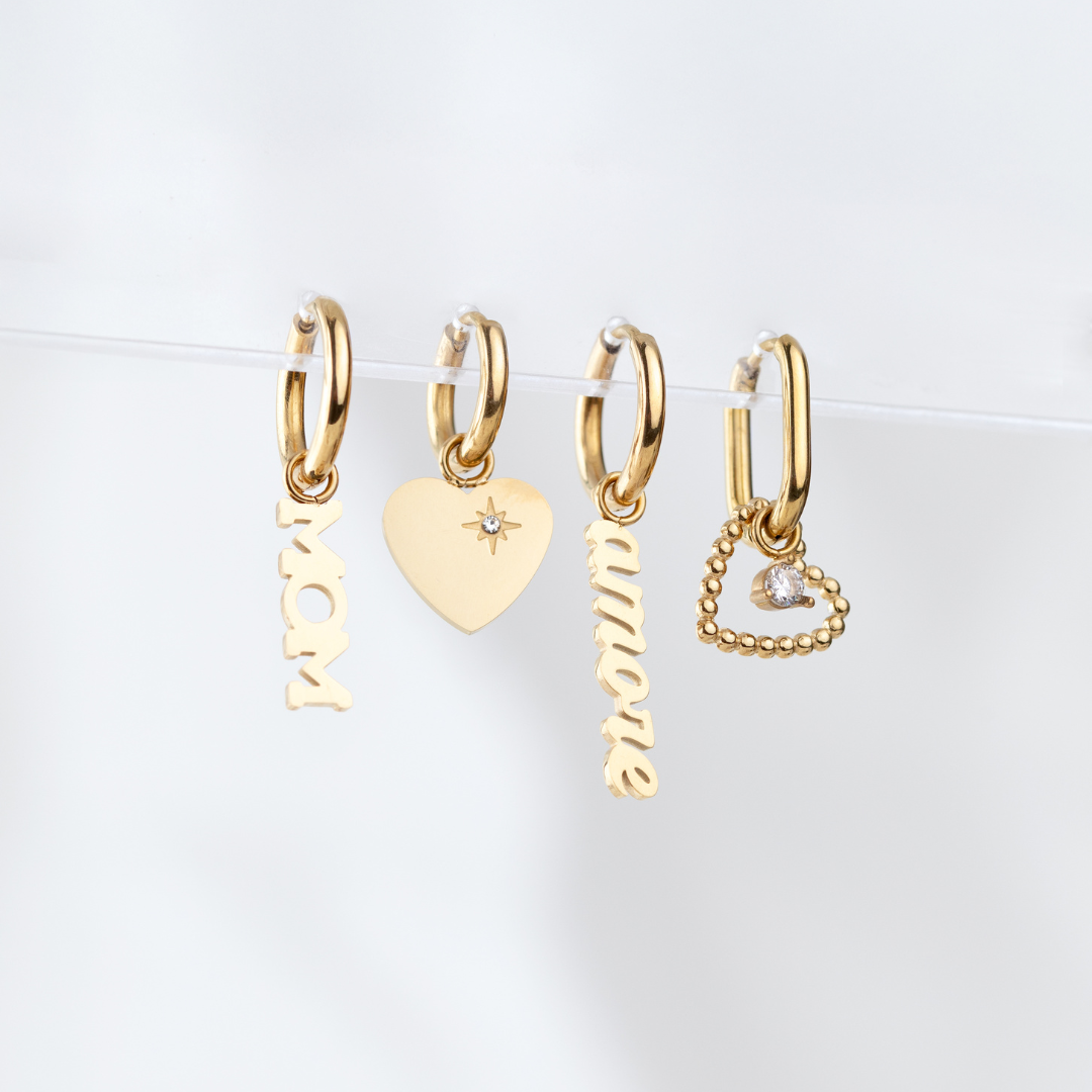 Sparkle Heart Hoop Set Baby Rose Gold