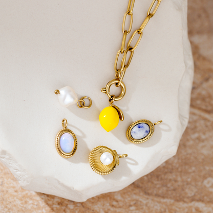 Oval Links Charm Necklace Set