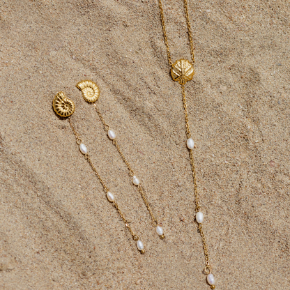 Siren's Spell Pearl Drop Earrings Rose Gold