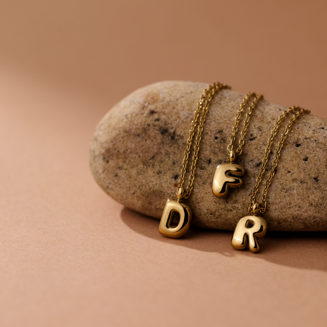 Bubble Letter Necklace Rose Gold
