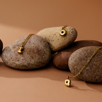 Bubble Letter Necklace Gold